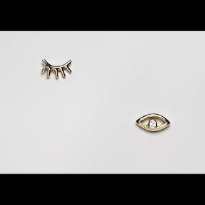 Shashi 18k gold plated eye & eyelash stud earrings